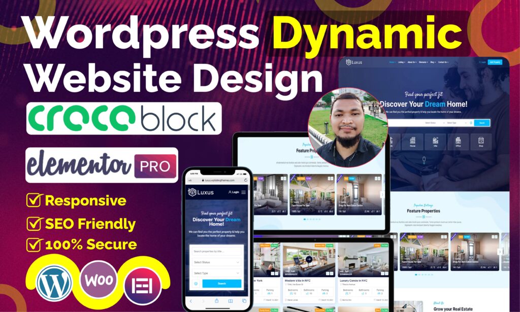 I will create dynamic wordpress website crocoblock, jet engine by elementor pro 2 crocoblock